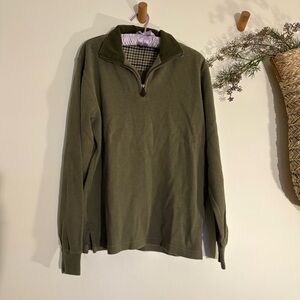 Vintage Lands' End Men's Forest Green Zip-Up Sweater-Medium